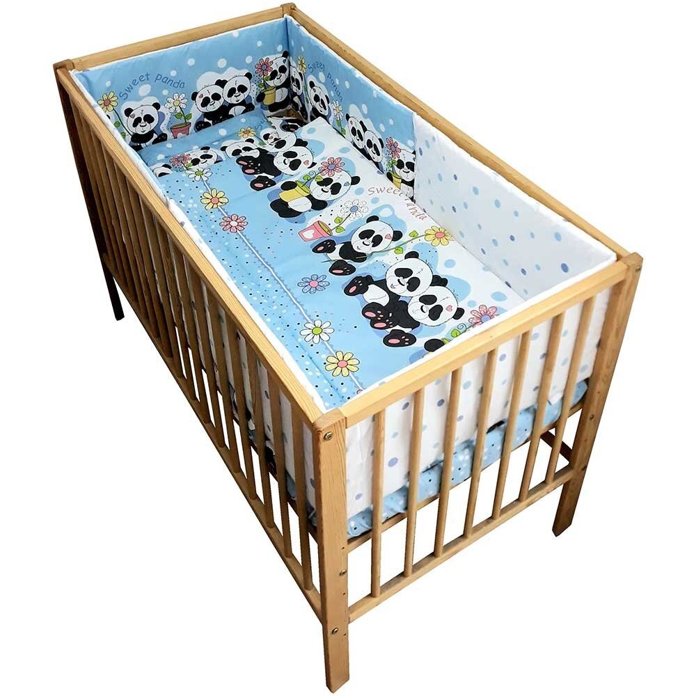 Hubners Lenjerie patut Sweet Panda 5 piese albastru 120x60 cm