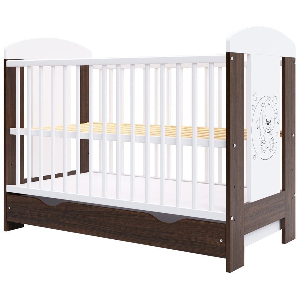 Hubners Patut copii din lemn Calisto Ursulet 120x60 cm maro cu sertar