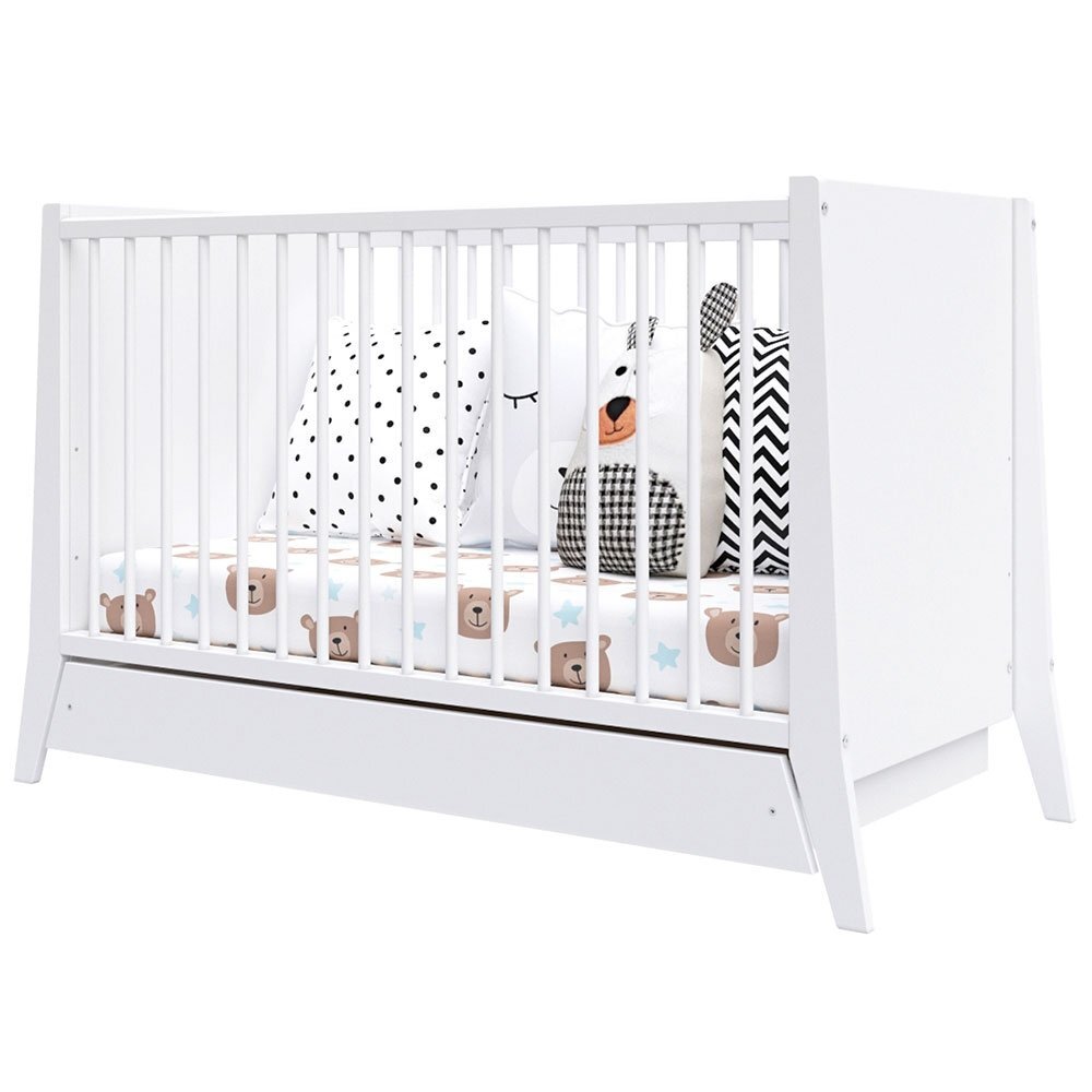Hubners Patut copii din lemn Cosmo 120x60 cm alb cu sertar