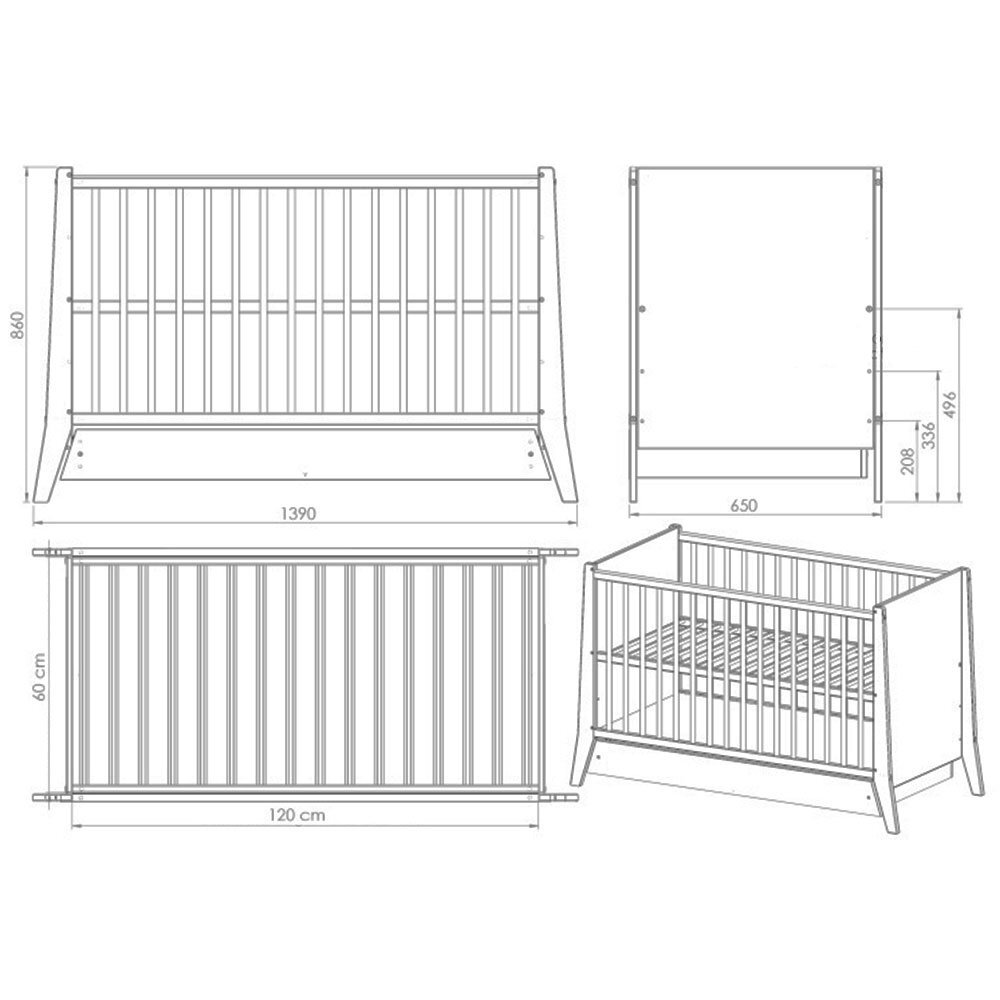 Hubners Patut copii din lemn Cosmo 120x60 cm alb cu sertar