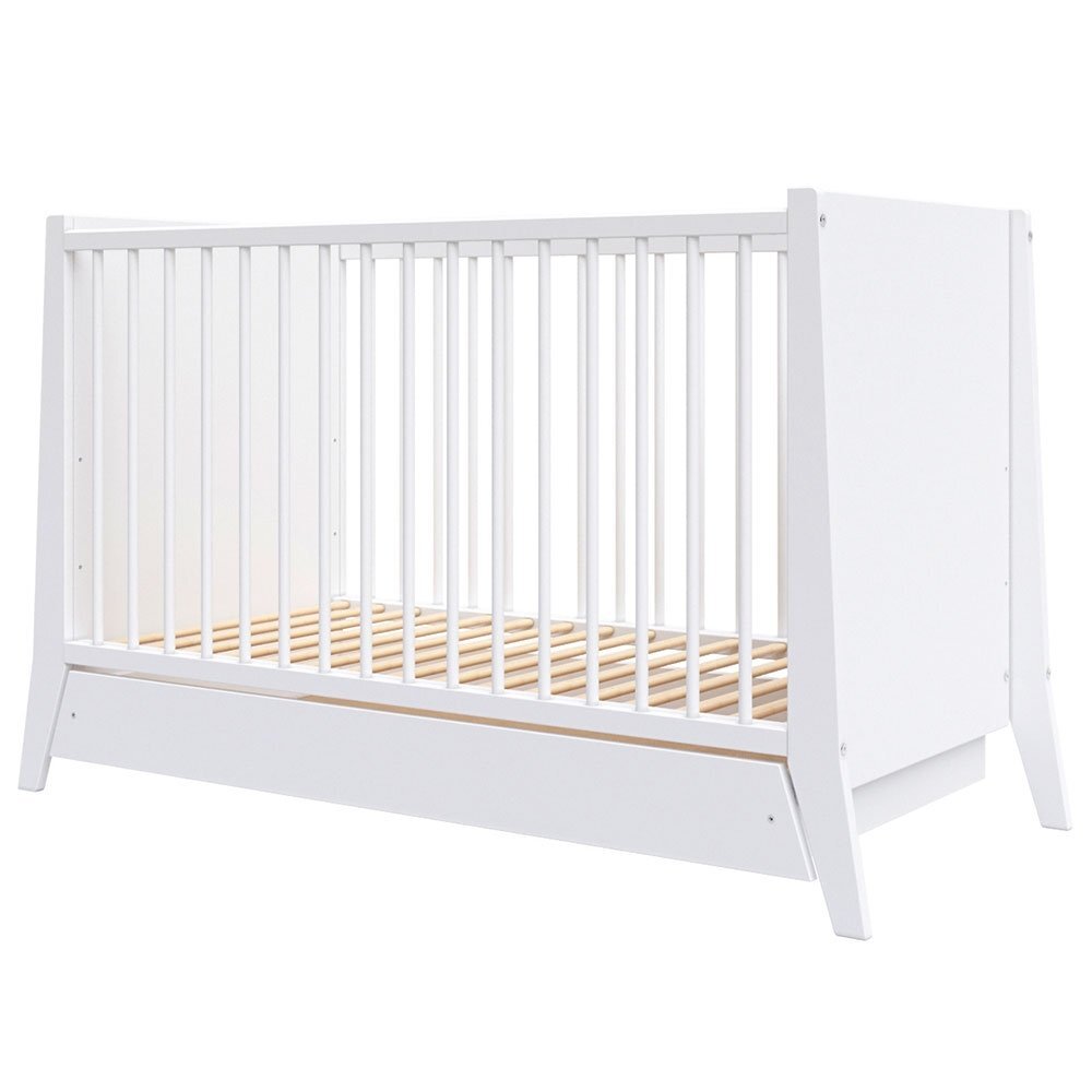 Hubners Patut copii din lemn Cosmo 120x60 cm alb cu sertar