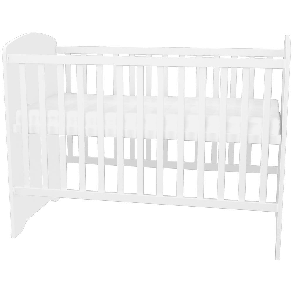 Hubners Patut copii din lemn cu sertar Matei 120x60 cm alb cu stelute