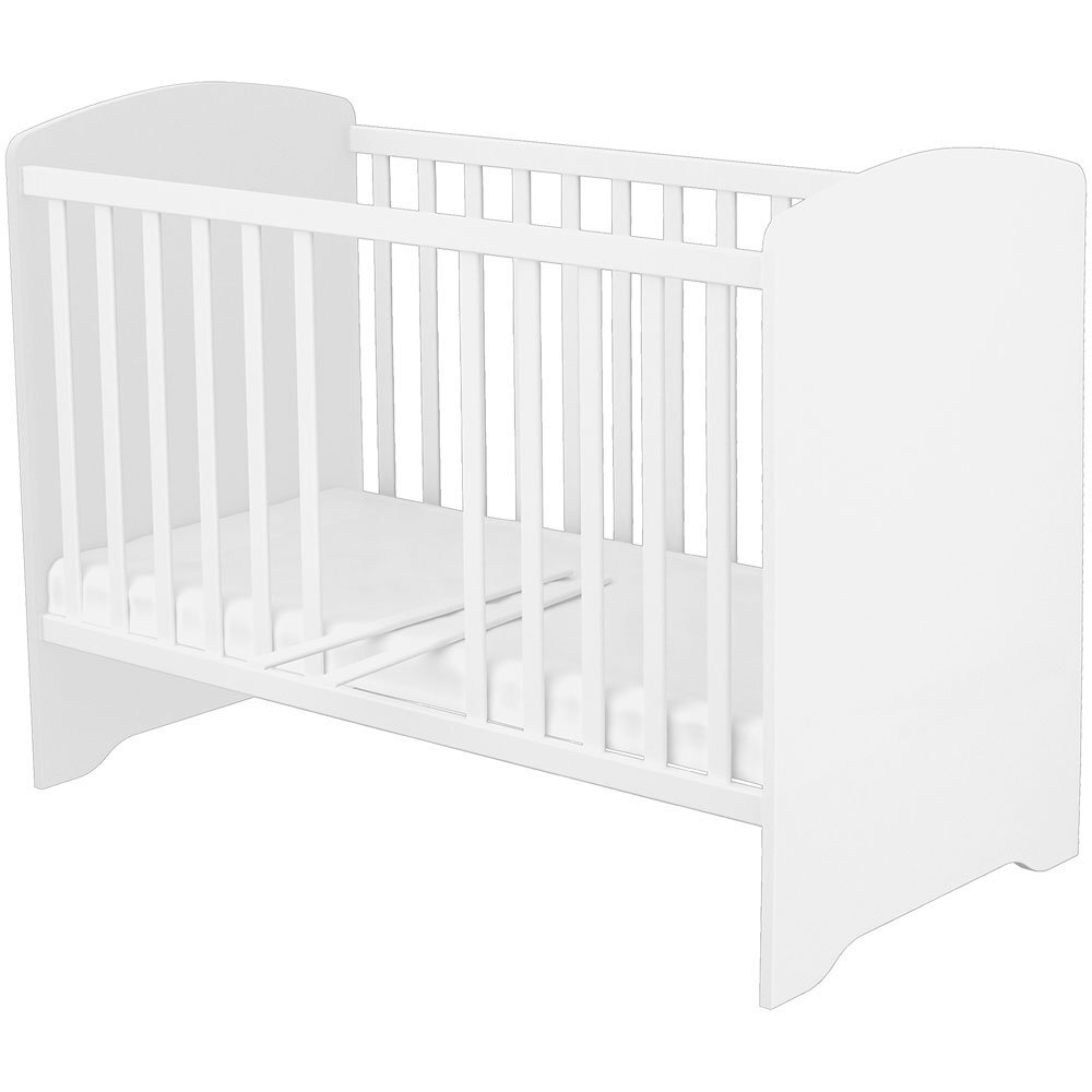Hubners Patut copii din lemn cu sertar Matei 120x60 cm alb cu stelute