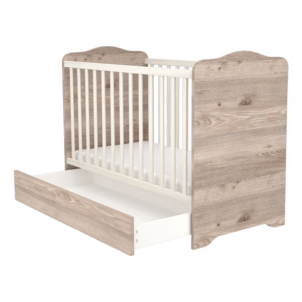 Hubners Patut copii din lemn cu sertar Sofia 120x60 cm crem nisip