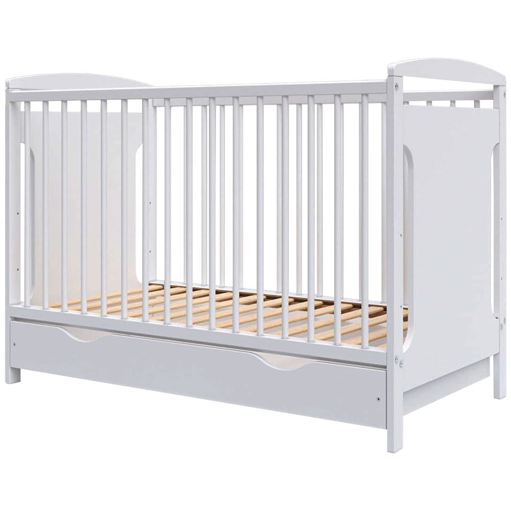 Hubners Patut copii din lemn Karly 120x60 alb cu sertar