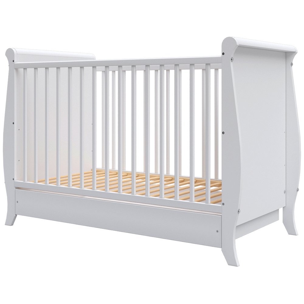 Hubners Patut copii din lemn Mara 120x60 cm alb cu sertar