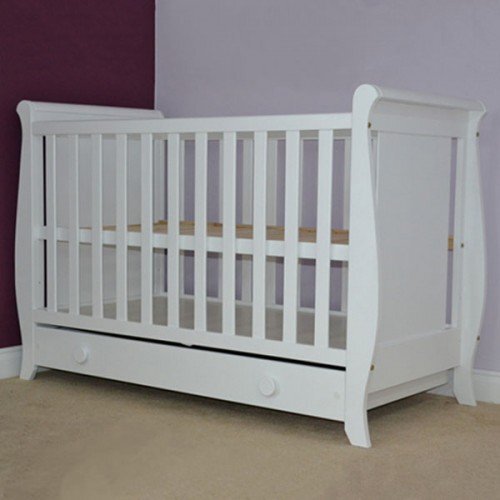 Hubners Patut copii din lemn Mira 120x60 cm alb cu sertar