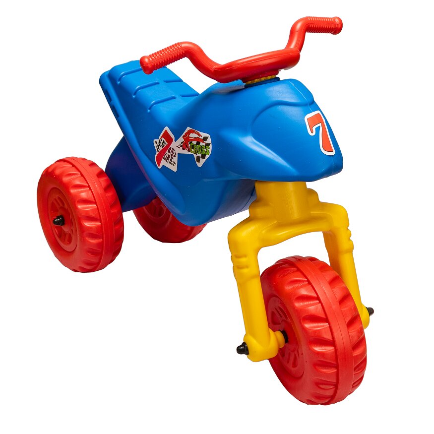 Huby Toys Tricicleta pentru copii Red Blue fara pedale actionata cu picioarele de la 18 luni dimensiune 66 x 27.6 x 48.5 cm