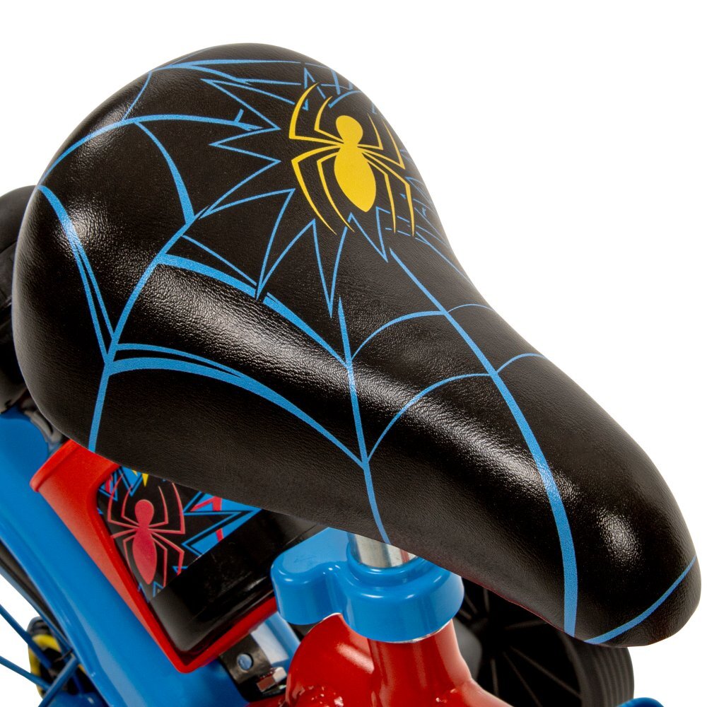 Huffy Bicicleta copii Spiderman 24944W 14 inch cu roti ajutatoare si sticluta de apa cu suport varsta 4-6 ani inaltimea 105-117 cm scaun si ghidon reglabile pe inaltime anvelope cu profil gros