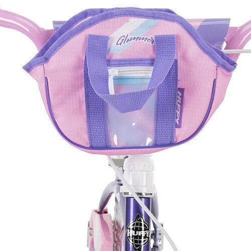 Huffy Bicicleta fetite Glimmer Violet 16 inch cu gentuta pentru ghidon varsta 5-7 ani inaltimea 112-127 cm scaun si ghidon reglabile pe inaltime frana de mana pe ambele roti anvelope cu profil gros