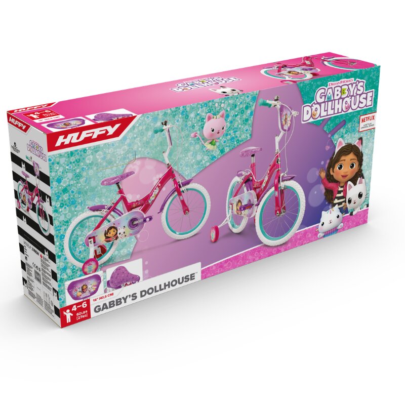 Huffy Bicicleta pentru copii 4-6 ani Gabbys Dollhouse 16 inch cu roti ajutatoare