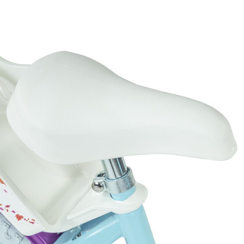 Huffy Bicicleta pentru copii Frozen II 16 inch cu roti ajutatoare si cosulet frana de mana pe ambele roti scaun si ghidon reglabile pe inaltime scaun pentru papusa in spate varsta 4-6 ani