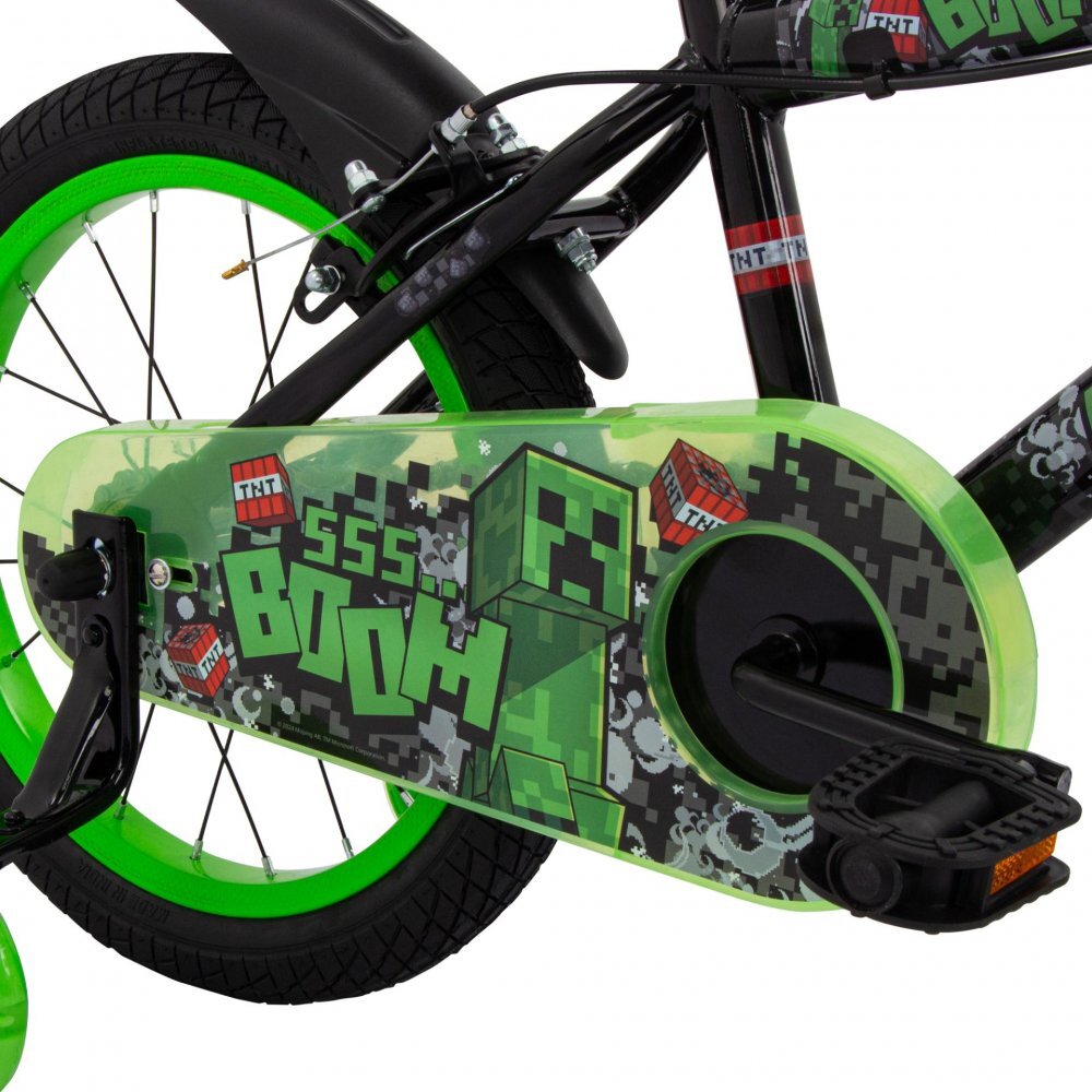 Huffy Bicicleta pentru copii Minecraft Black 16 inch cu roti ajutatoare luminoase