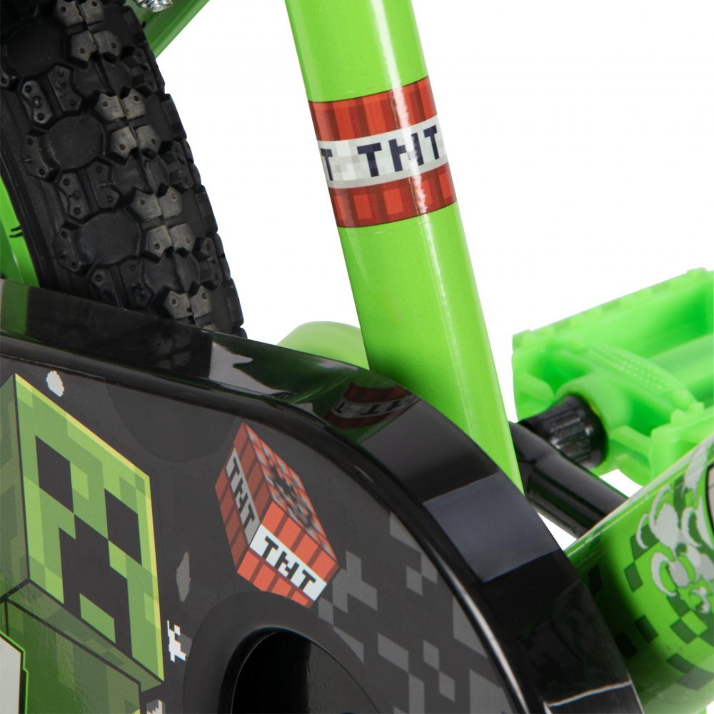 Huffy Bicicleta pentru copii Minecraft Green 16 inch cu roti ajutatoare luminoase