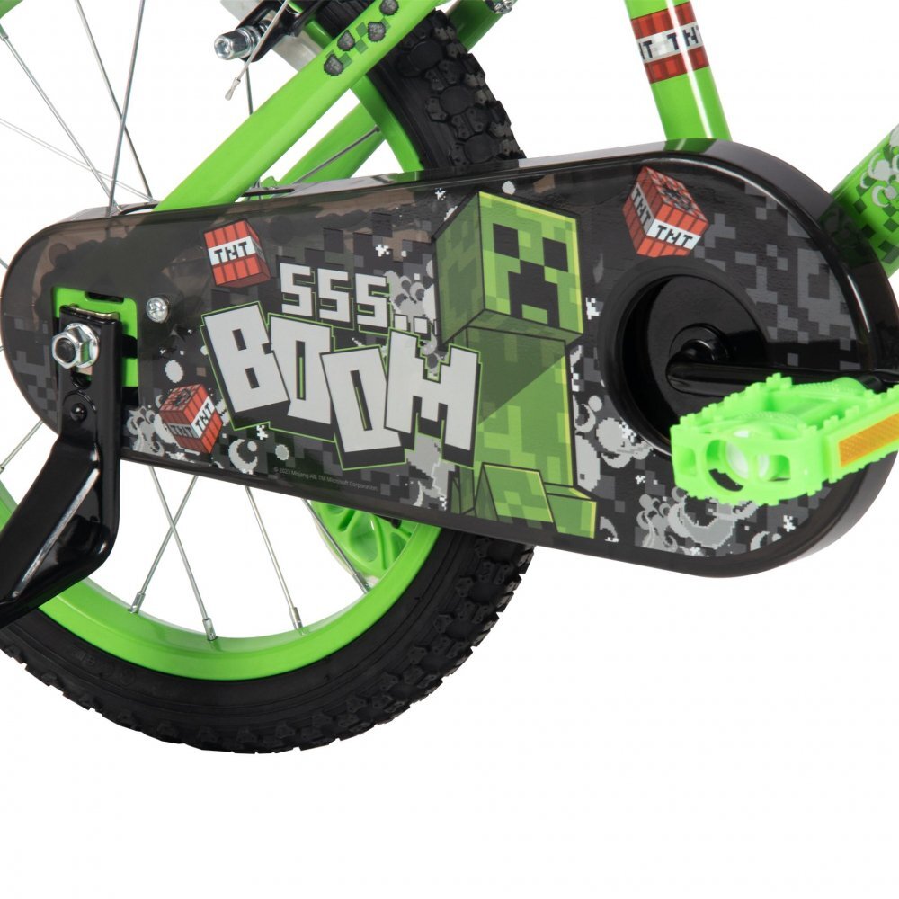 Huffy Bicicleta pentru copii Minecraft Green 16 inch cu roti ajutatoare luminoase