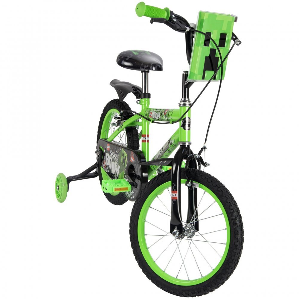 Huffy Bicicleta pentru copii Minecraft Green 16 inch cu roti ajutatoare luminoase