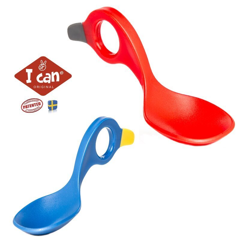 I CAN Set 2 lingurite cu multiple modalitati de prindere redblue