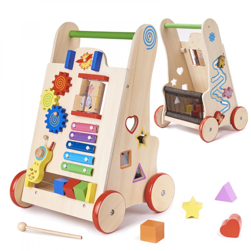 Ikonka Antepremergator pentru copii educational din lemn cu xilofon angrenaje rotative ceas cu limbi mobile dimensiune 33 x 31.5 x 50 cm