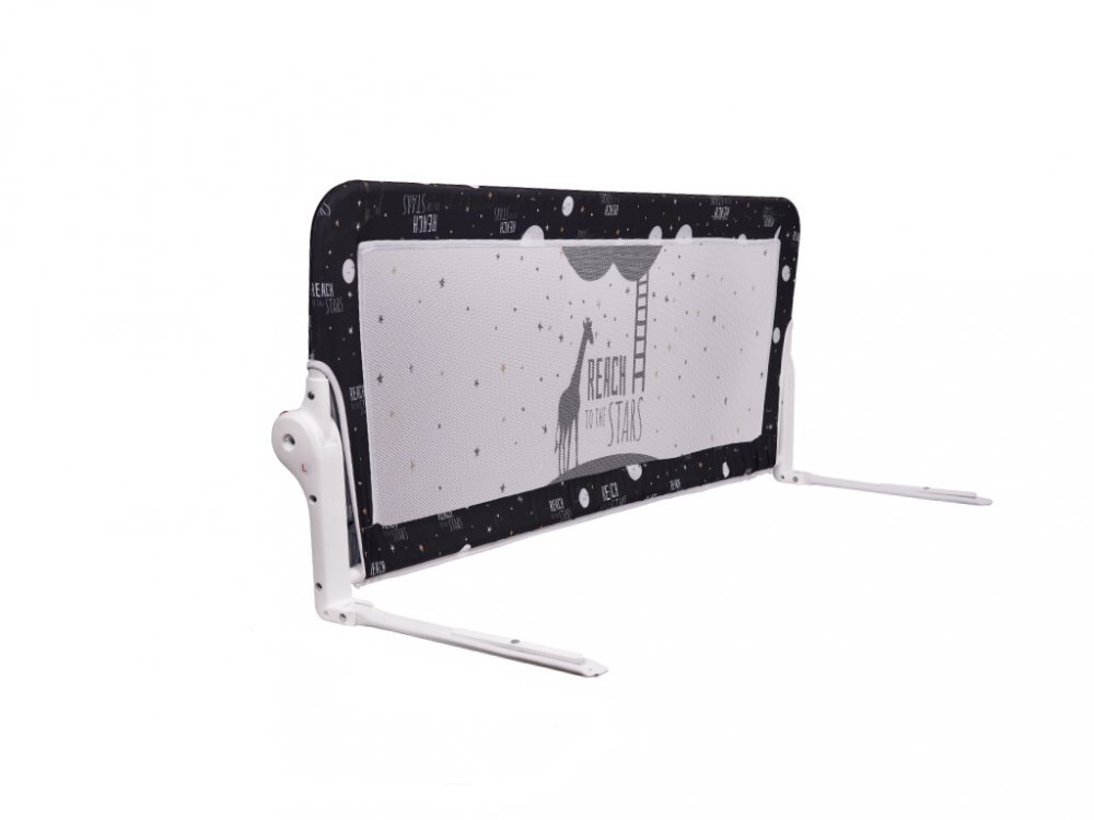 Ikonka Bariera de protectie pentru pat copii pliabila cadrul metalic dimensiune 150 x 45 cm black
