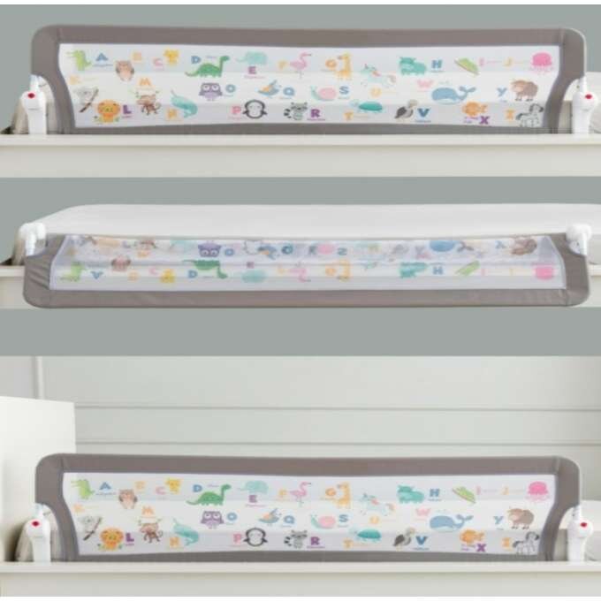 Ikonka Bariera de protectie pentru pat copii pliabila cadrul metalic dimensiune 90 x 48.5 cm Cute Animals