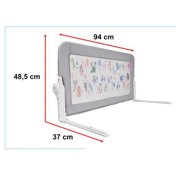 Ikonka Bariera de protectie pentru pat copii pliabila cadrul metalic dimensiune 90 x 48.5 cm Cute Animals