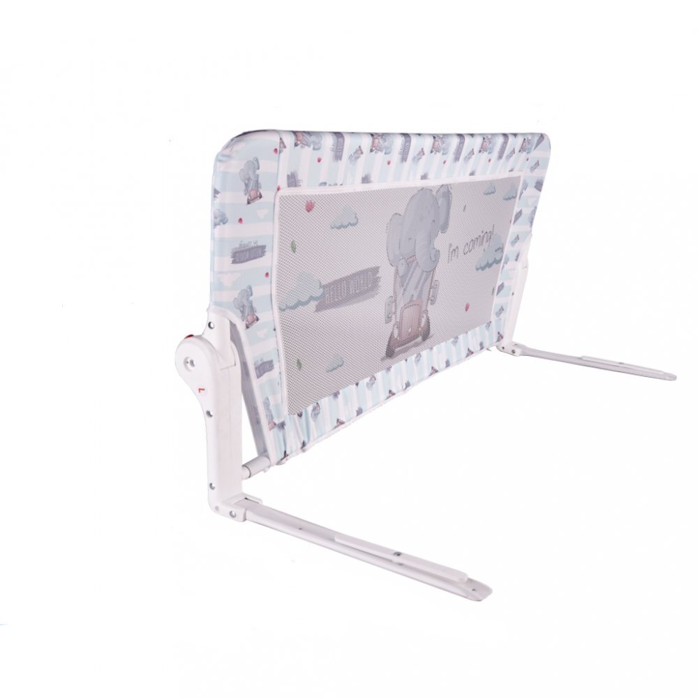 Ikonka Bariera de protectie pentru pat copii pliabila cadrul metalic dimensiune 90 x 48.5 cm Elefant