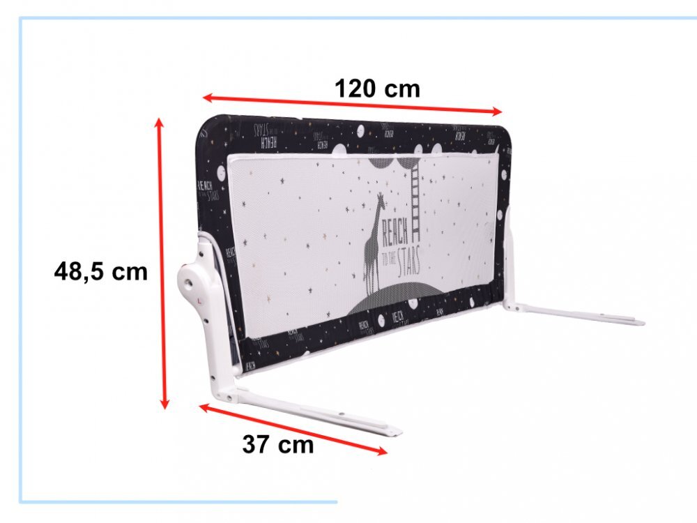 Ikonka Bariera de protectie pentru pat copii pliabila cu cadru metalic dimensiune 120 x 48.5 cm Giraffe