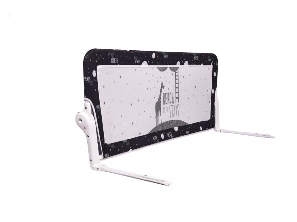 Ikonka Bariera de protectie pentru pat copii pliabila cu cadru metalic dimensiune 120 x 48.5 cm Giraffe