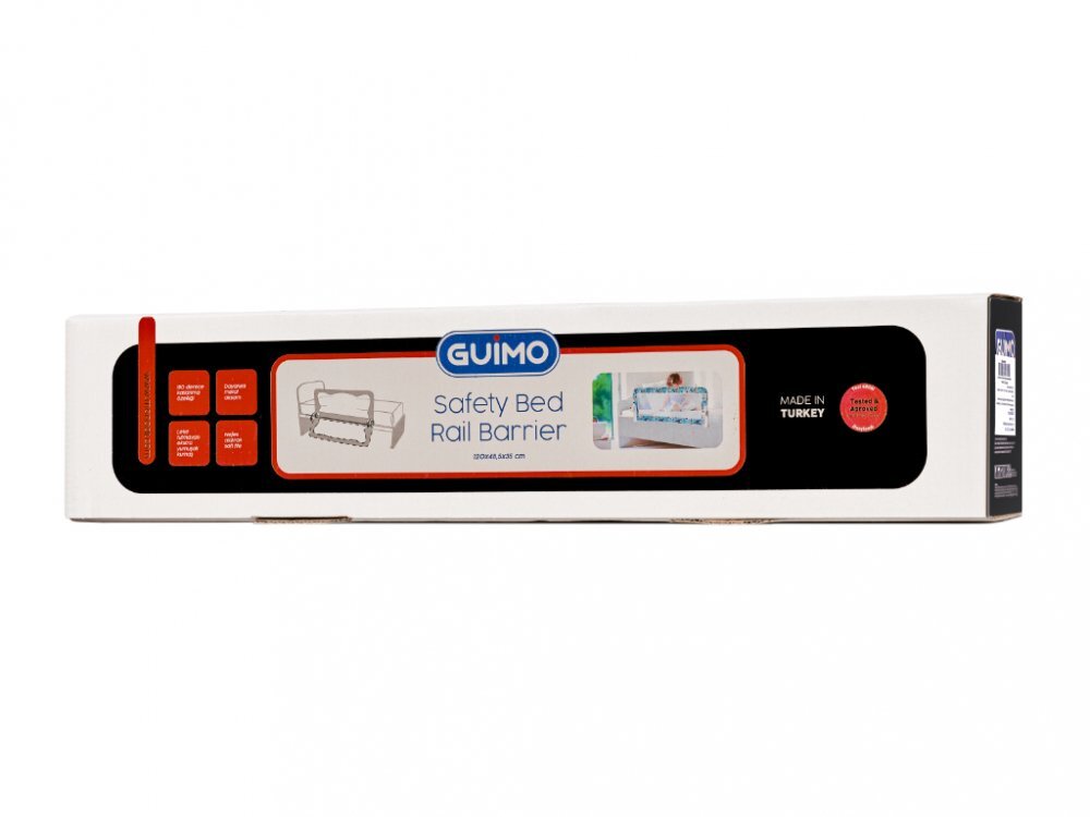 Ikonka Bariera de protectie pentru pat copii pliabila cu cadru metalic dimensiune 120 x 48.5 cm Gri