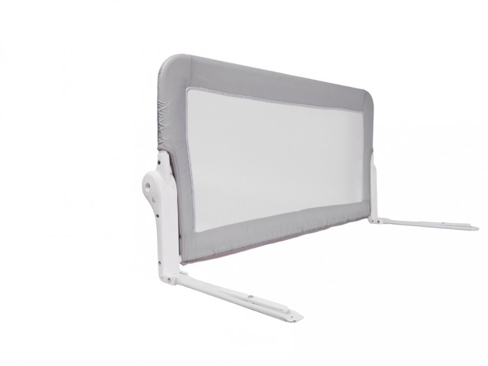 Ikonka Bariera de protectie pentru pat copii pliabila cu cadru metalic dimensiune 120 x 48.5 cm Gri
