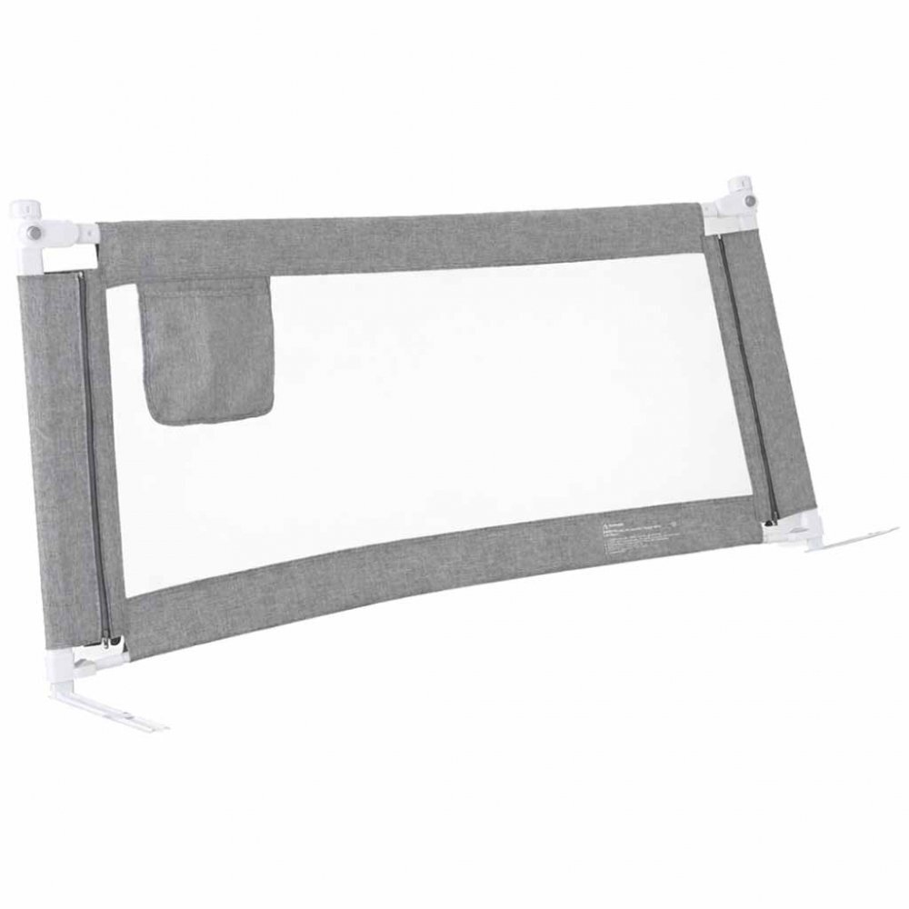 Ikonka Bariera de protectie pentru pat Grey 140 cm cadru metalic cu buzunar exterior