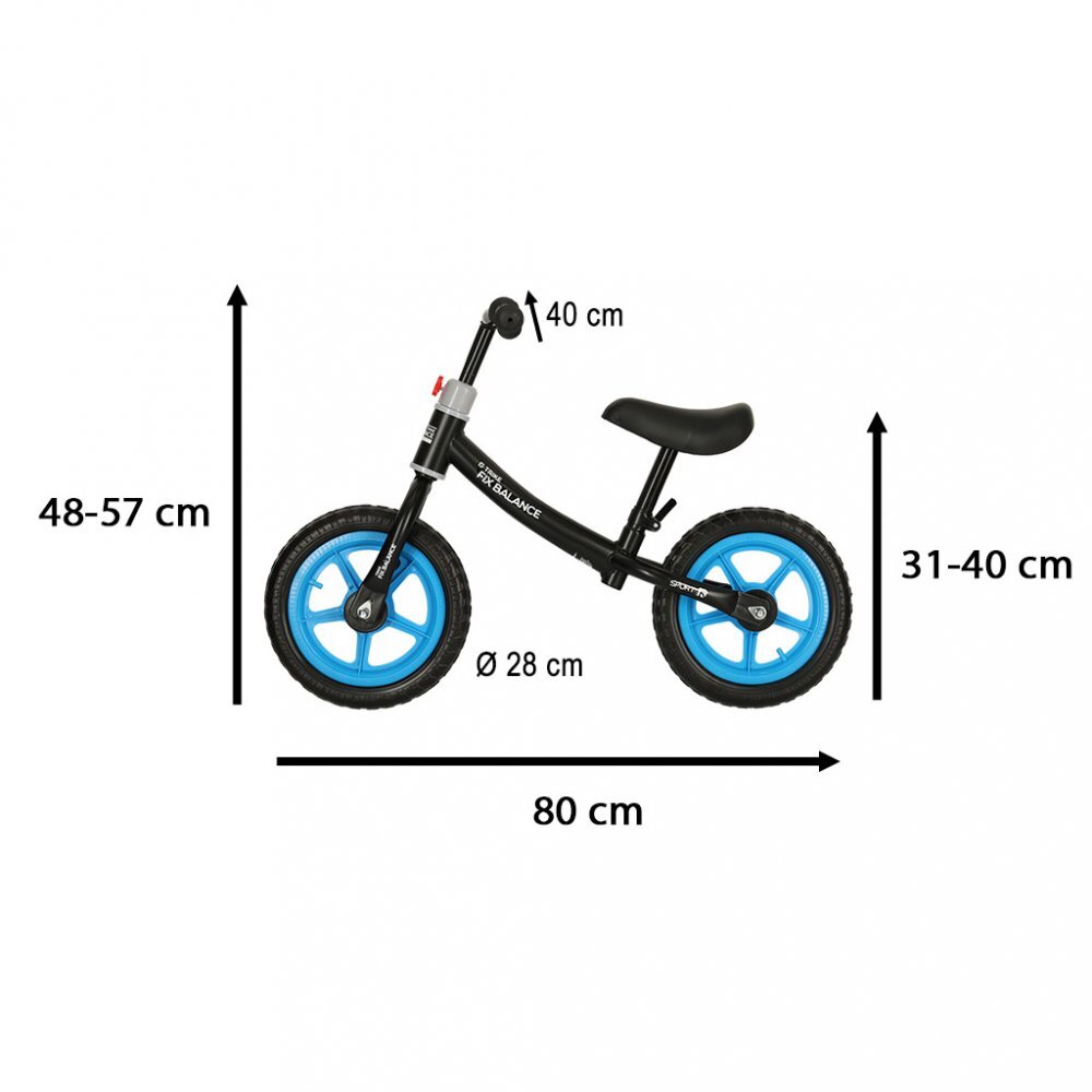 Ikonka Bicicleta de echilibru fara pedale pentru copii cu Ghidonul si Saua reglabile in inaltime greutate redusa 1.8 kg Trike Fix Balance Blue