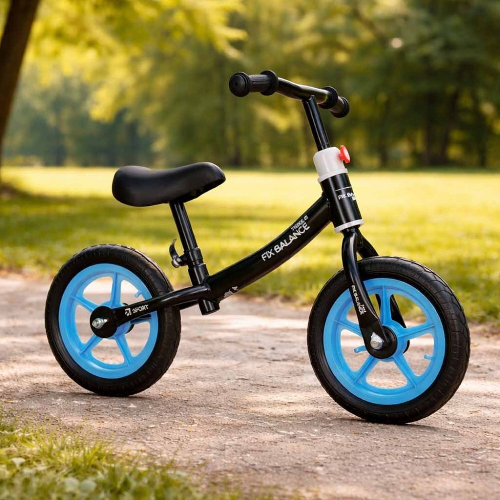 Ikonka Bicicleta de echilibru fara pedale pentru copii cu Ghidonul si Saua reglabile in inaltime greutate redusa 1.8 kg Trike Fix Balance Blue