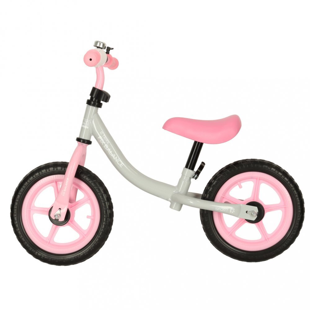 Ikonka Bicicleta de echilibru fara pedale pentru copii cu ghidonul si saua reglabile in inaltime greutate redusa 1.8 kg Trike Fix Balance pink