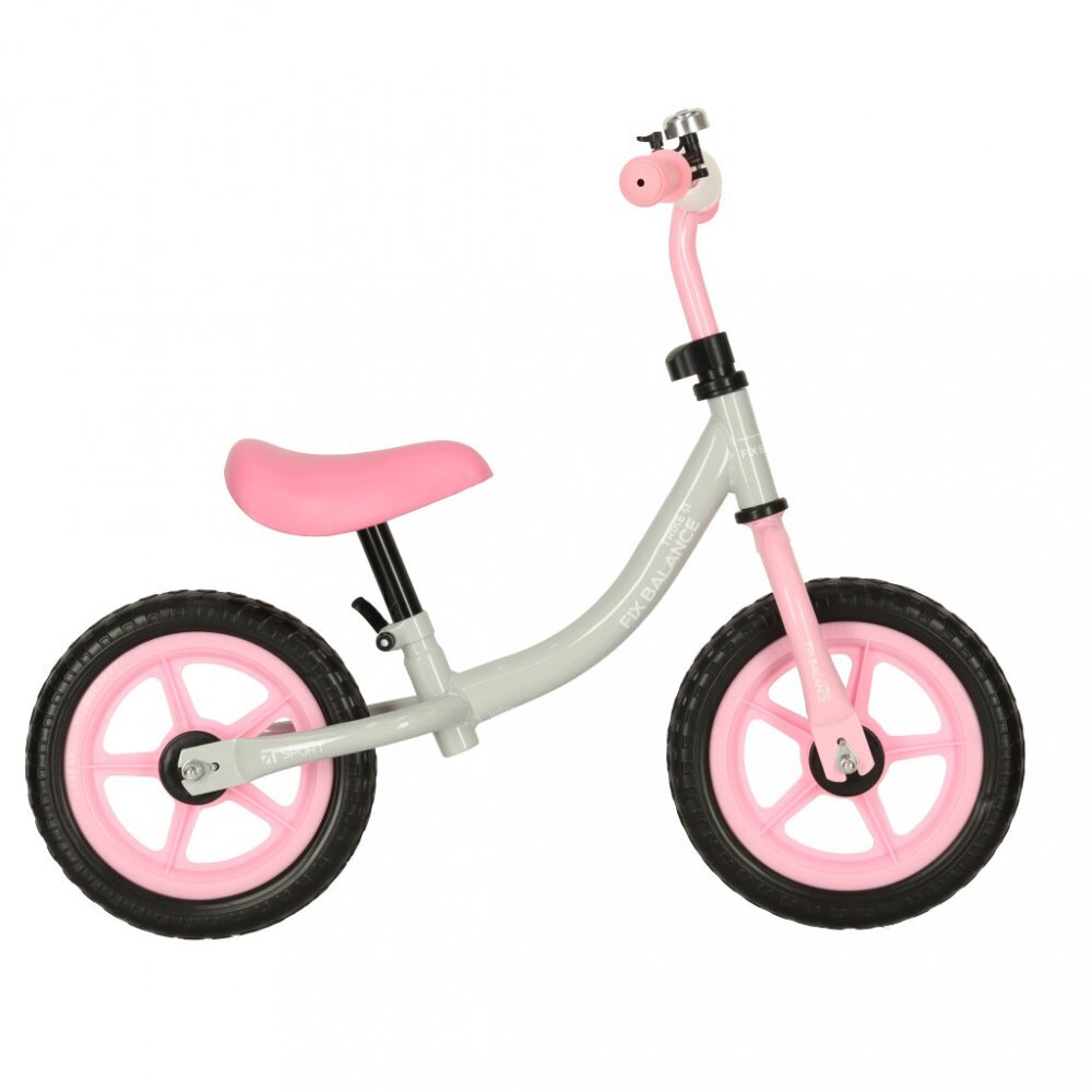 Ikonka Bicicleta de echilibru fara pedale pentru copii cu ghidonul si saua reglabile in inaltime greutate redusa 1.8 kg Trike Fix Balance pink