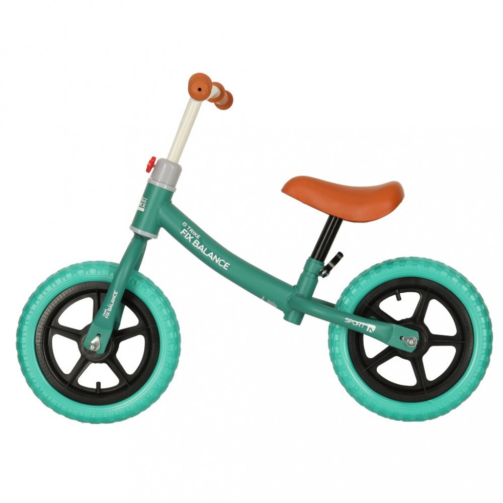 Ikonka Bicicleta de echilibru fara pedale pentru copii cu ghidonul si saua reglabile in inaltime greutate redusa 1.8 kg Trike Fix Balance Turcoaz