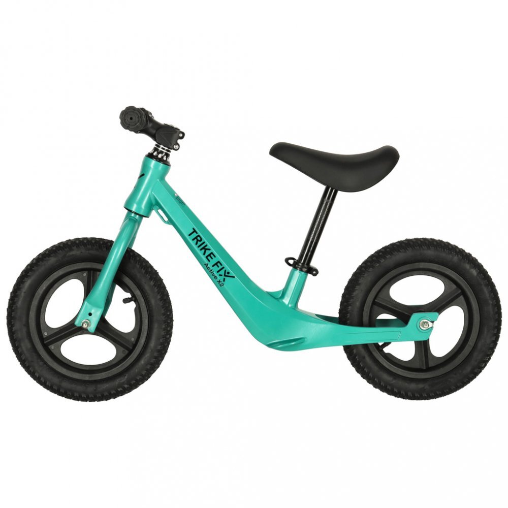 Ikonka Bicicleta de echilibru pentru copii Trike Fix Active X Green 12 inch cu cadrul jos din otel saua reglabila sarcina maxima 25 kg