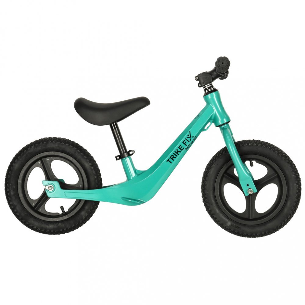 Ikonka Bicicleta de echilibru pentru copii Trike Fix Active X Green 12 inch cu cadrul jos din otel saua reglabila sarcina maxima 25 kg