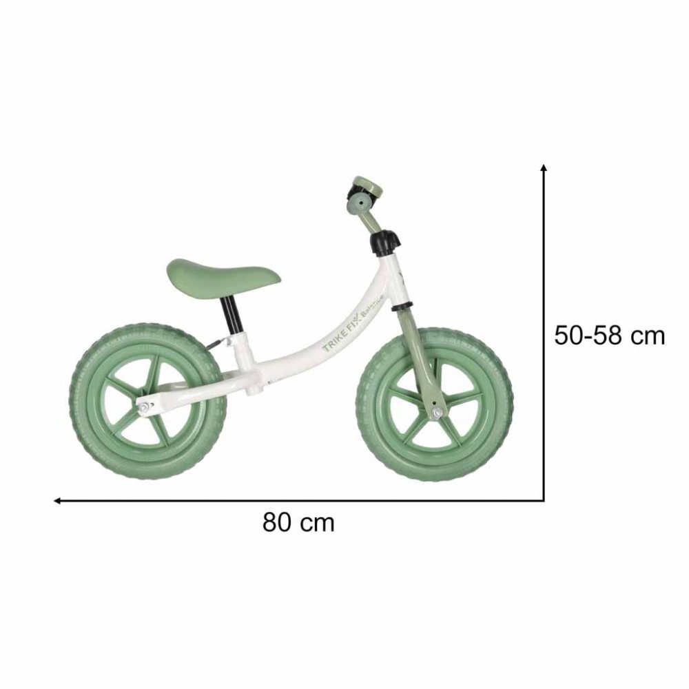 Ikonka Bicicleta fara pedale pentru copii Trike Fix Balance green cadru otel cu sonerie saua ergonomica sezutul si ghidonul reglabile roti din spuma EVA sarcina maxima 30 kg