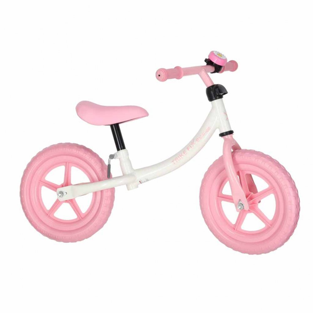 Ikonka Bicicleta fara pedale pentru copii Trike Fix Balance pink cadru otel cu sonerie saua ergonomica sezutul si ghidonul reglabile roti din spuma EVA sarcina maxima 30 kg