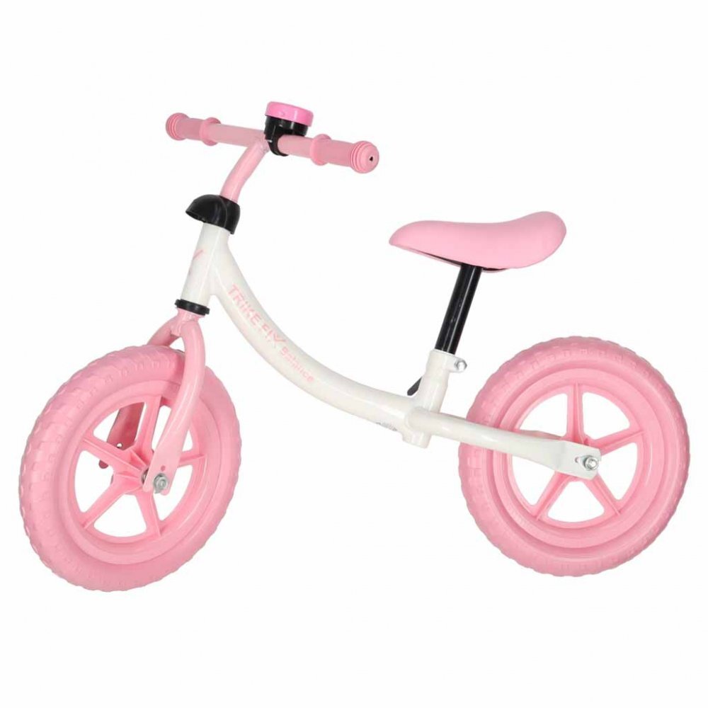 Ikonka Bicicleta fara pedale pentru copii Trike Fix Balance pink cadru otel cu sonerie saua ergonomica sezutul si ghidonul reglabile roti din spuma EVA sarcina maxima 30 kg