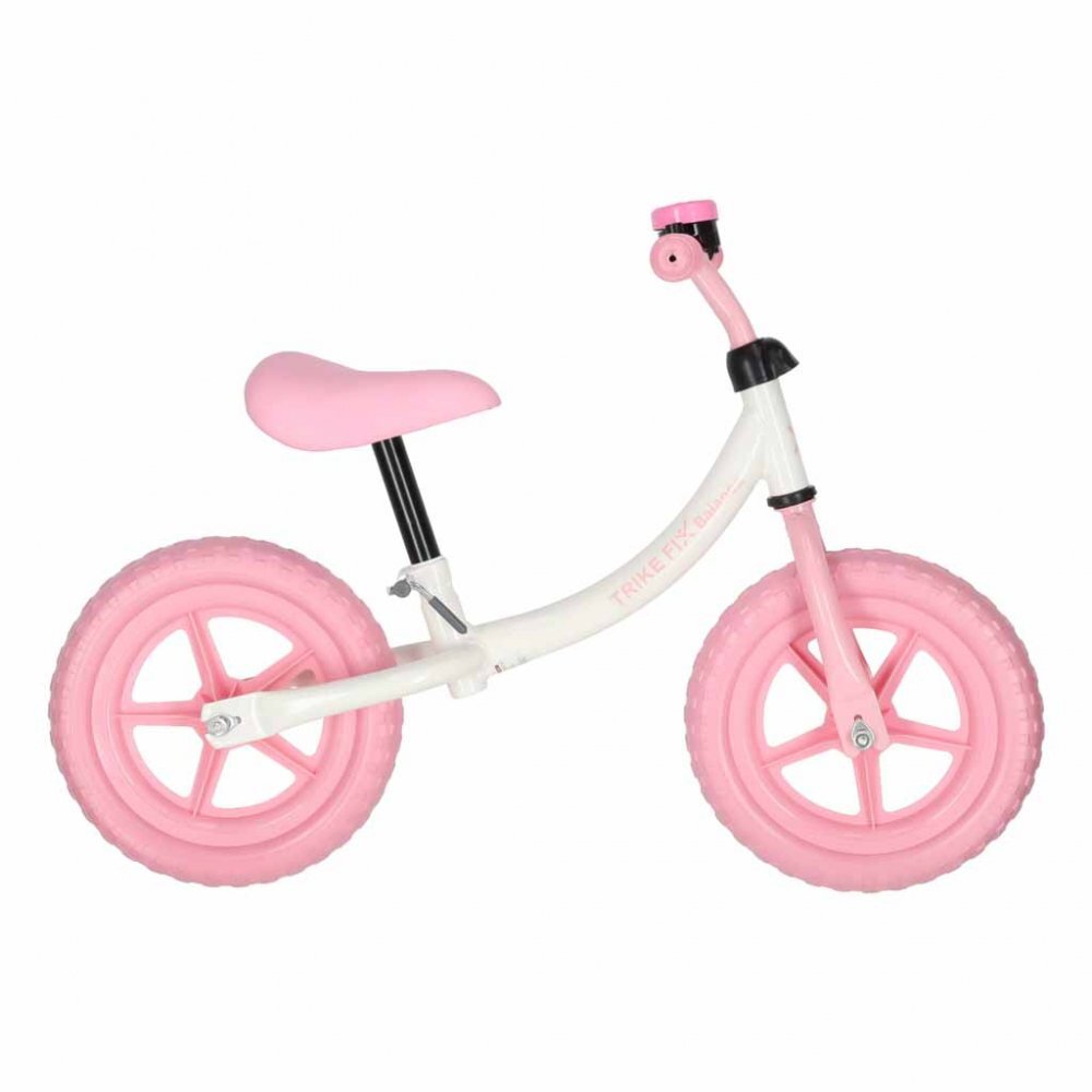 Ikonka Bicicleta fara pedale pentru copii Trike Fix Balance pink cadru otel cu sonerie saua ergonomica sezutul si ghidonul reglabile roti din spuma EVA sarcina maxima 30 kg