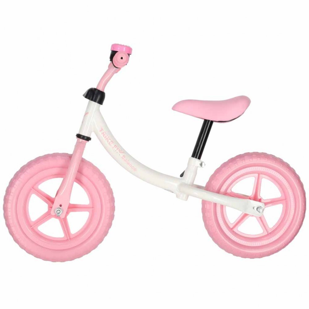 Ikonka Bicicleta fara pedale pentru copii Trike Fix Balance pink cadru otel cu sonerie saua ergonomica sezutul si ghidonul reglabile roti din spuma EVA sarcina maxima 30 kg