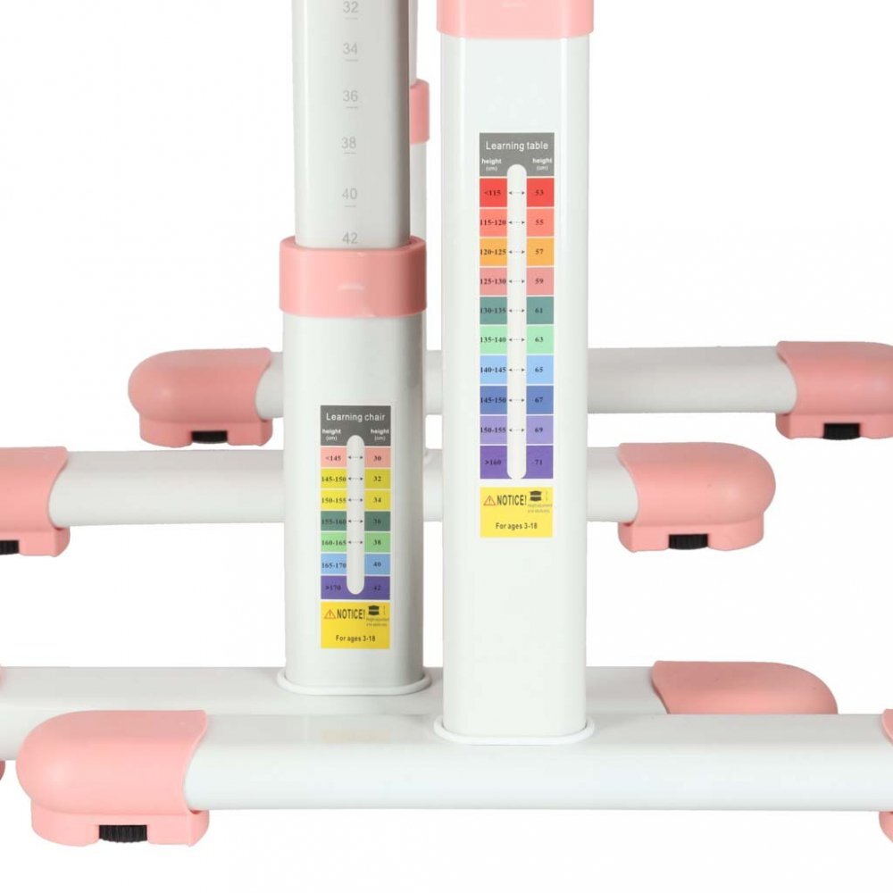 Ikonka Birou cu scaunel pentru copii pink inaltime reglabila constructie durabila lampa led detasabila cu 3 moduri de iluminare