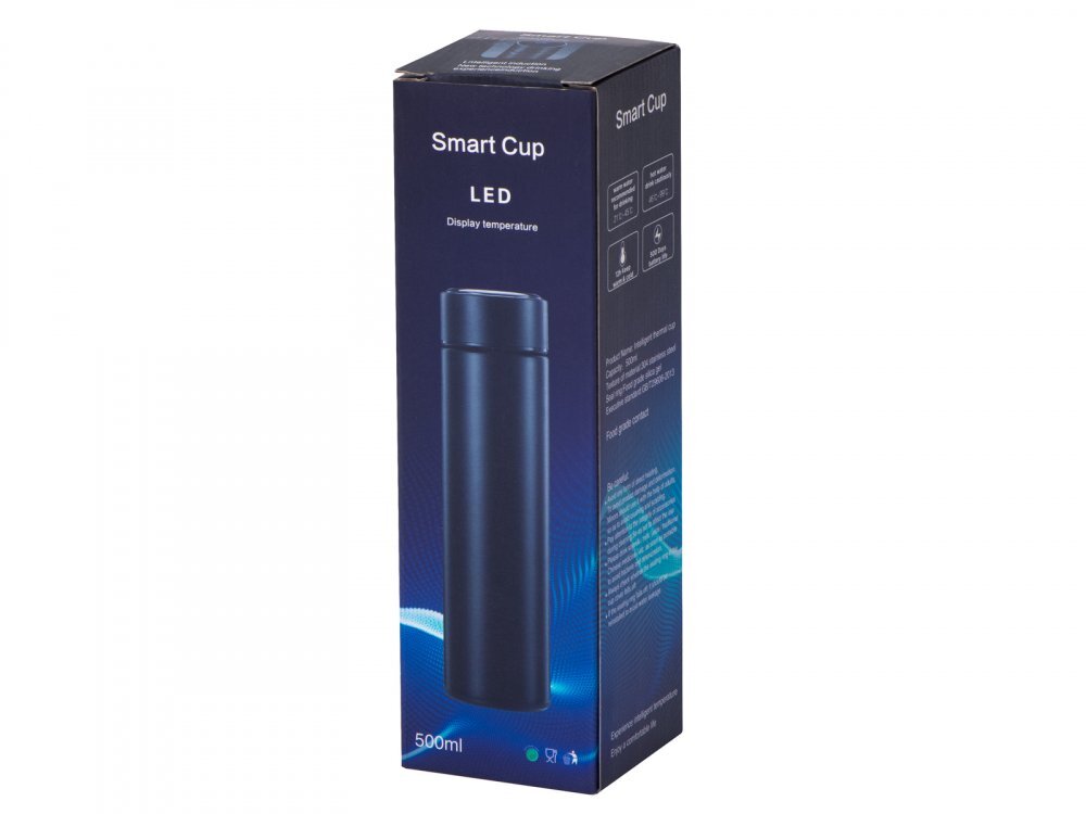 Ikonka Cana termos smart cu afisaj LED activat prin atingere interior din otel inoxidabil capacitate 500 ml dimensiune 6.7 x 21.5 cm Black