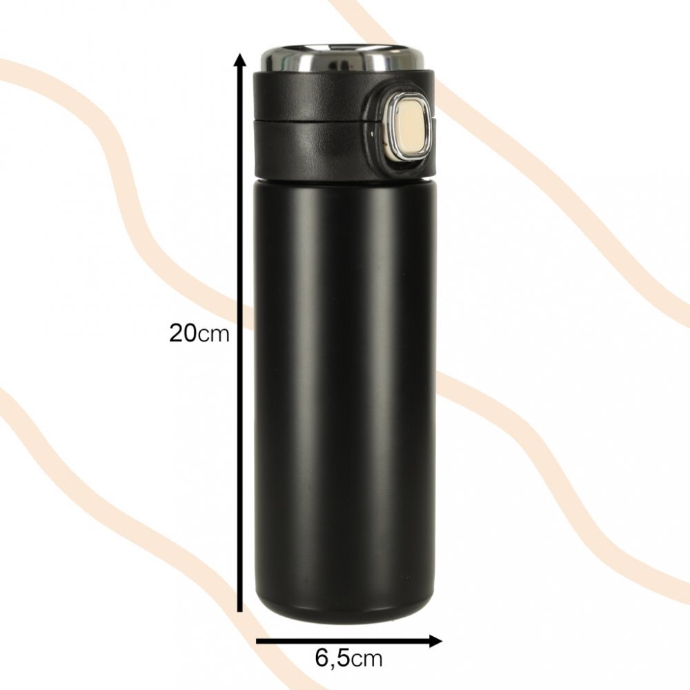 Ikonka Cana termos smart LED cu gura de scurgere 420 ml Black