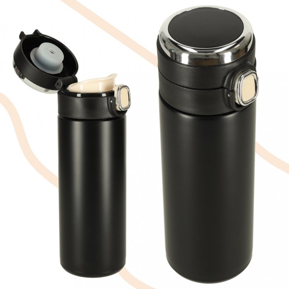 Ikonka Cana termos smart LED cu gura de scurgere 420 ml Black