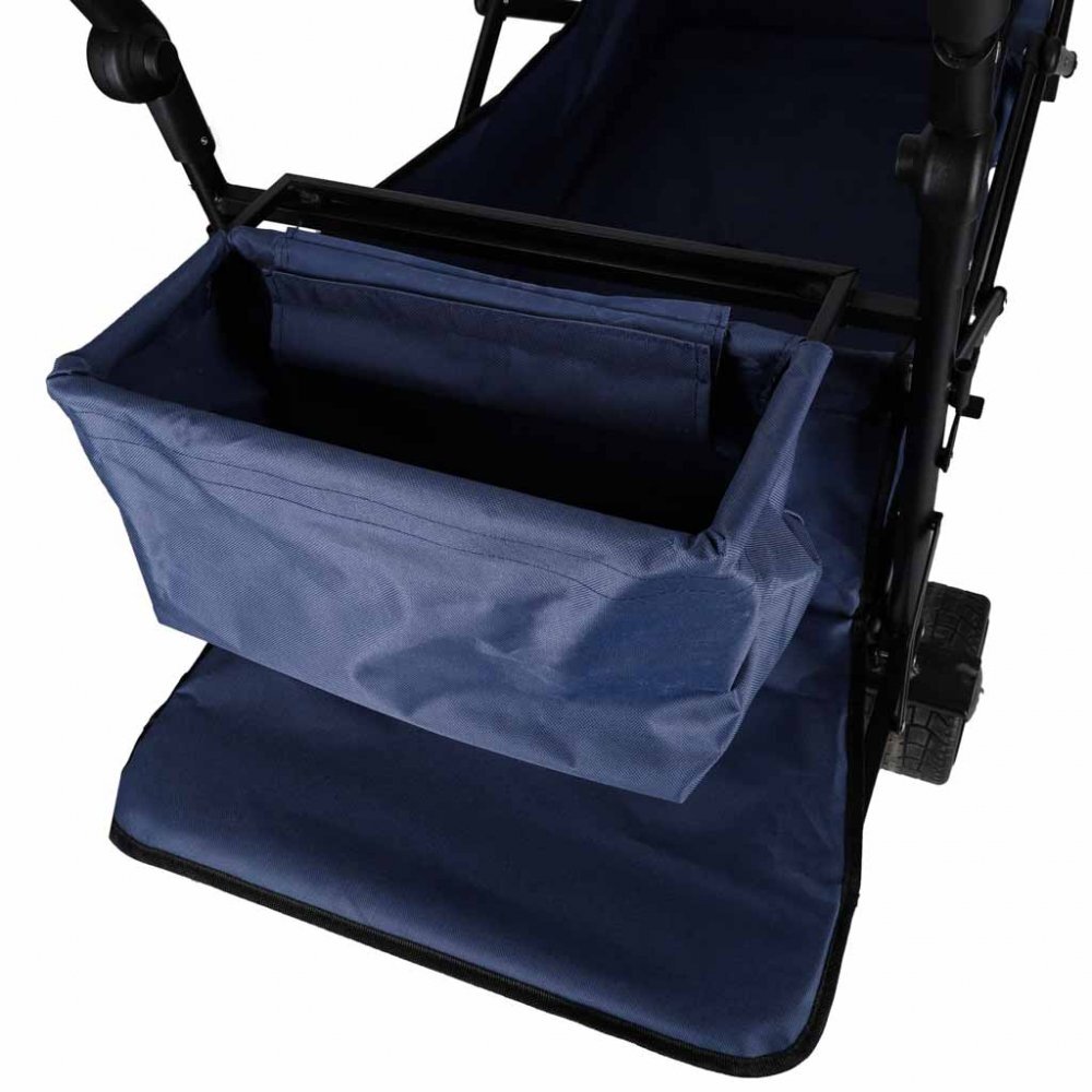 Ikonka Carucior pliabil de transport universal Bleumarin XL cu copertina roti PVC pana la 120 kg maner reglabil cadru otel tubular