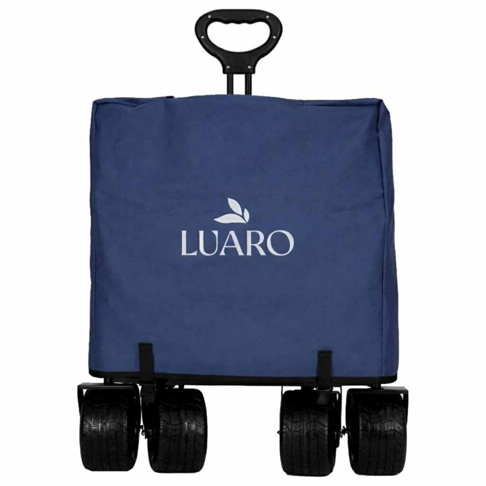 Ikonka Carucior pliabil de transport universal Bleumarin XL cu copertina roti PVC pana la 120 kg maner reglabil cadru otel tubular