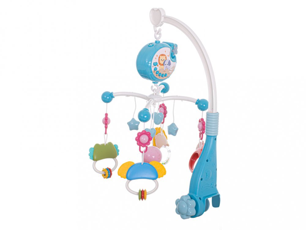 Ikonka Carusel muzical pentru patut copii cu proiector telecomanda rotire 360 grade 40 de melodii distincte blue